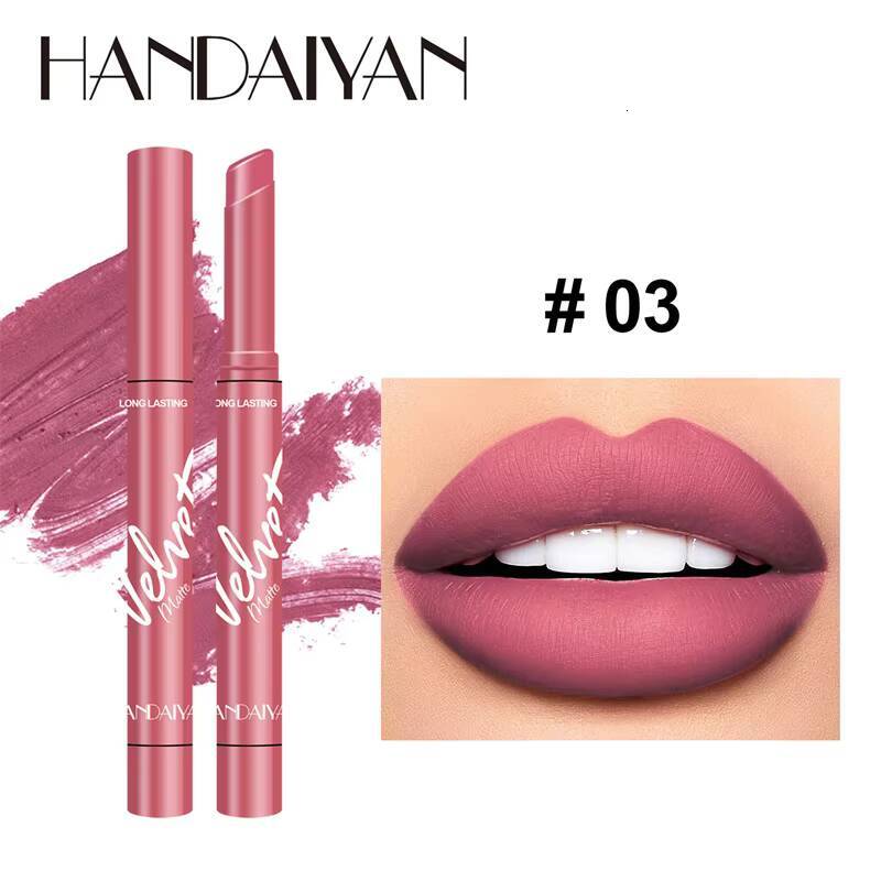 New 8 Colors Makeup Matte Lipstick Waterproof Long Lasting Lip Stick Sexy Red Pink Velvet Nude Lipsticks Make Up Woman Cosmetics happy