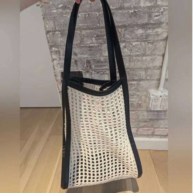 Grid design handbag and purse for women designer summer beach tote 2025 new large capacity bucket with inner bag