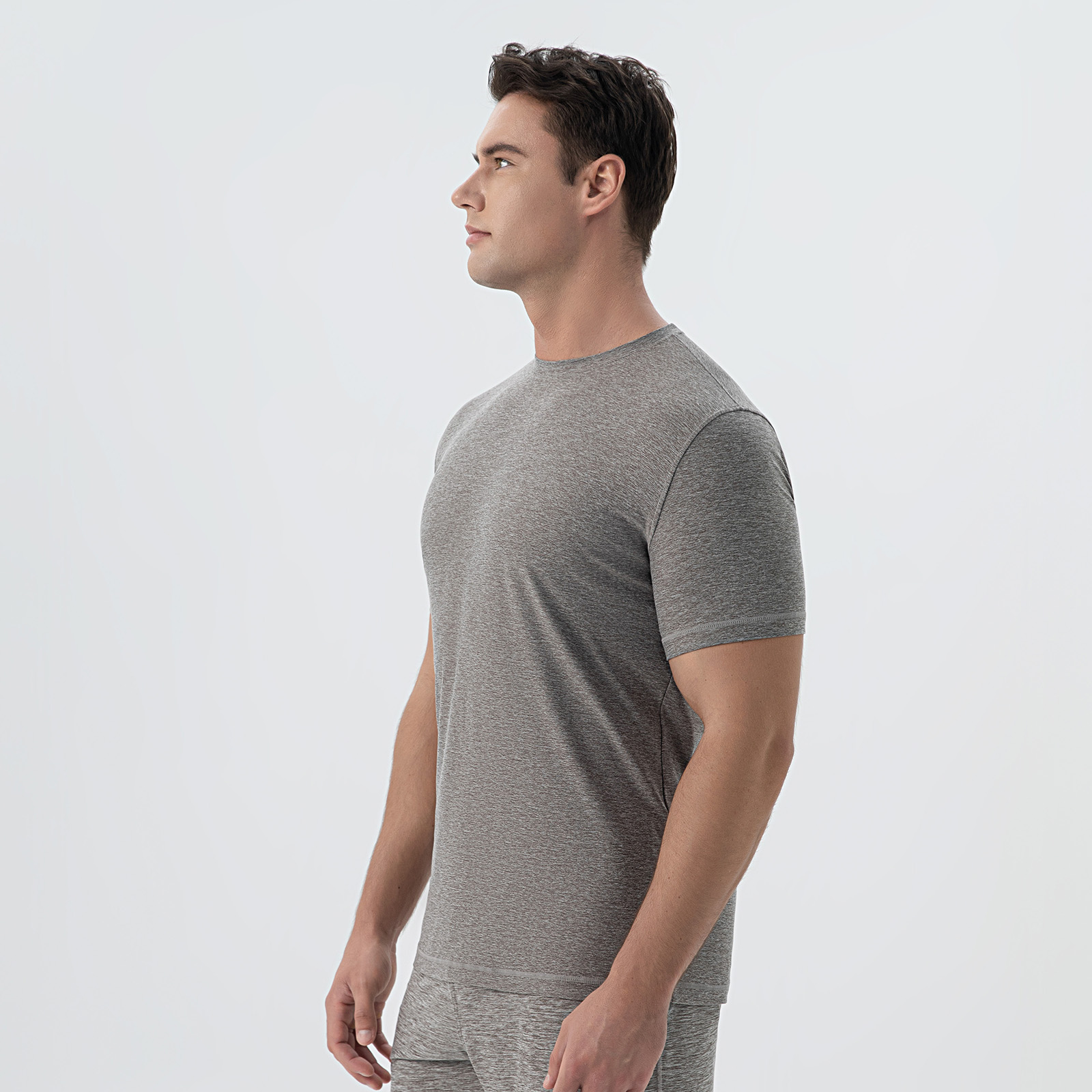 Men's Heather Grey Cotton Blend T-Shirt - Breathable & Long-lasting Summer Casual Wardrobe Essential