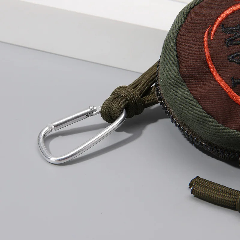 Unique Round Coin Purse Womens Bag Keychain Pendant Corduroy Embroidery Portable Headphones Car Key Bag Change Wallet 250614