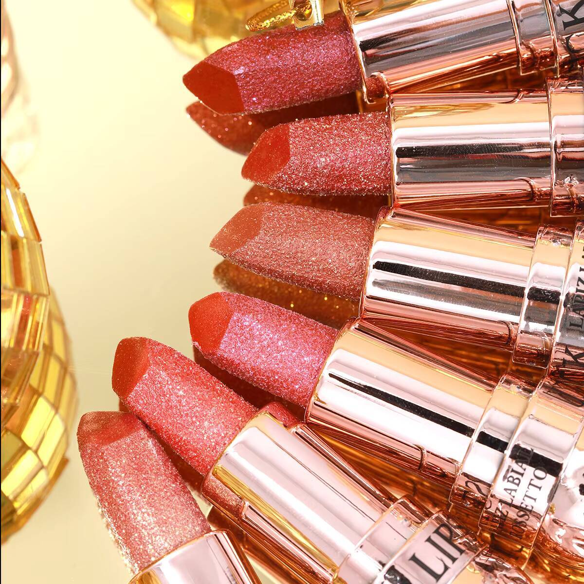 USHAS 12 Colors Glitter Lipstick Long Lasting Diamond Pearlescent Metallic Lipsticks For Christmas Moisturizing Lip Makeup happy