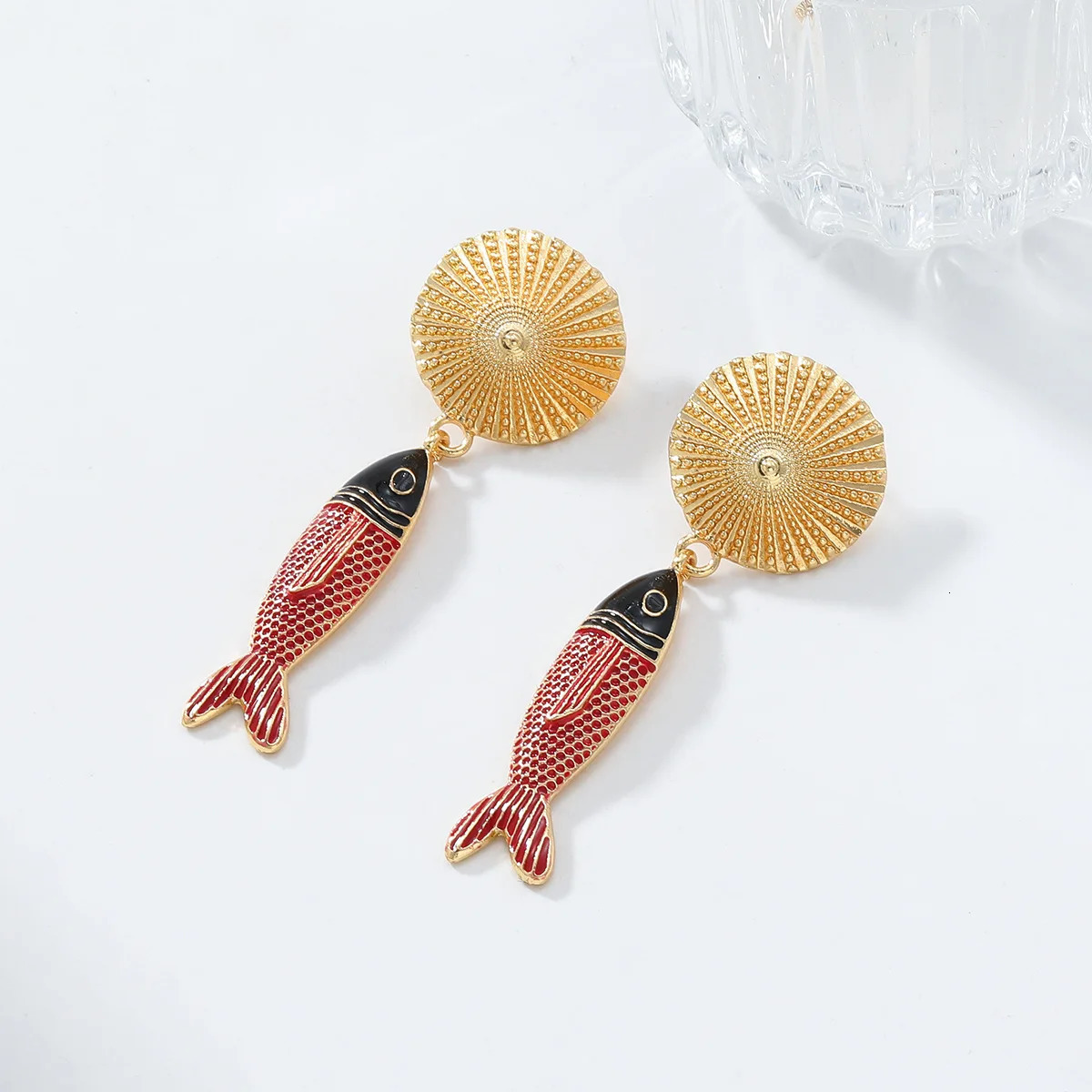 ZAA Fish Pendant Beach Vacation Style Earrings 250610