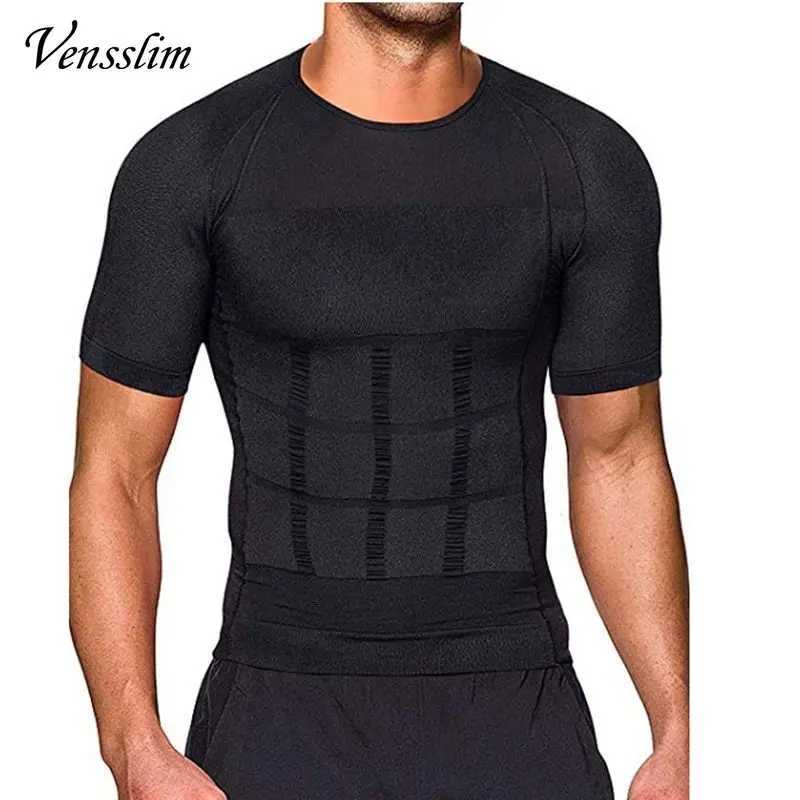 Compression Slimming T-shirt Men Body Shaper Waist Trainer Fitness Vest Fat Burn Chest Slim Shirt weight loss shapewear W250616