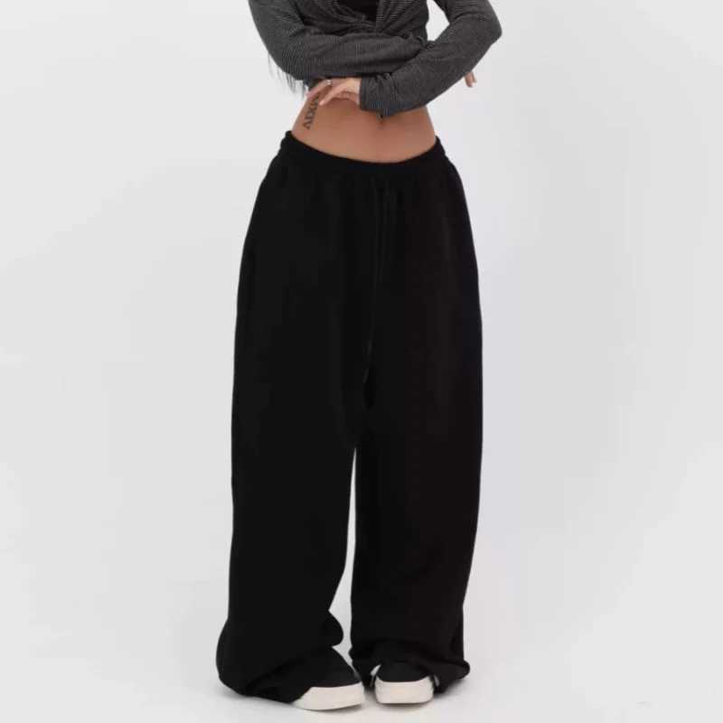 Retro Y2K Baggy Pants Fashion Women Pocket Elastic Waist Oversized Vintgae Wide Leg Pant Casual Streetwear Sweatpant TrousersT251022
