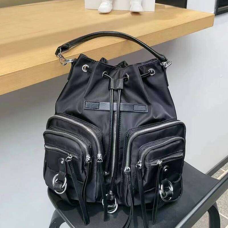 Women's Bags Designer Moto & Biker Backpack For Women Designer Handbag Purse 2023 New In Polyester Preppy Style Multiple Pockets Cloth Shoulder