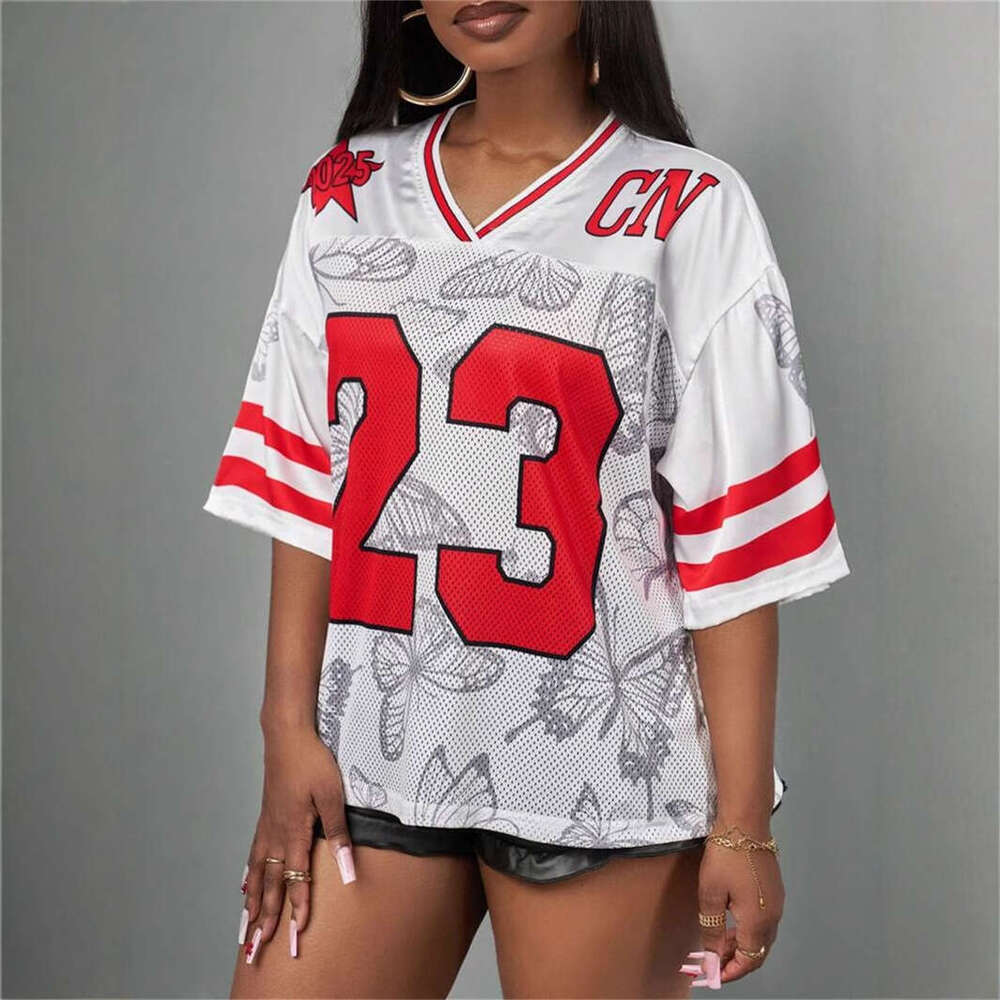 Summer New Women's Fashion Trendy Casual Loose Printed Hollow Out T-Shirt Short Sleeve B5