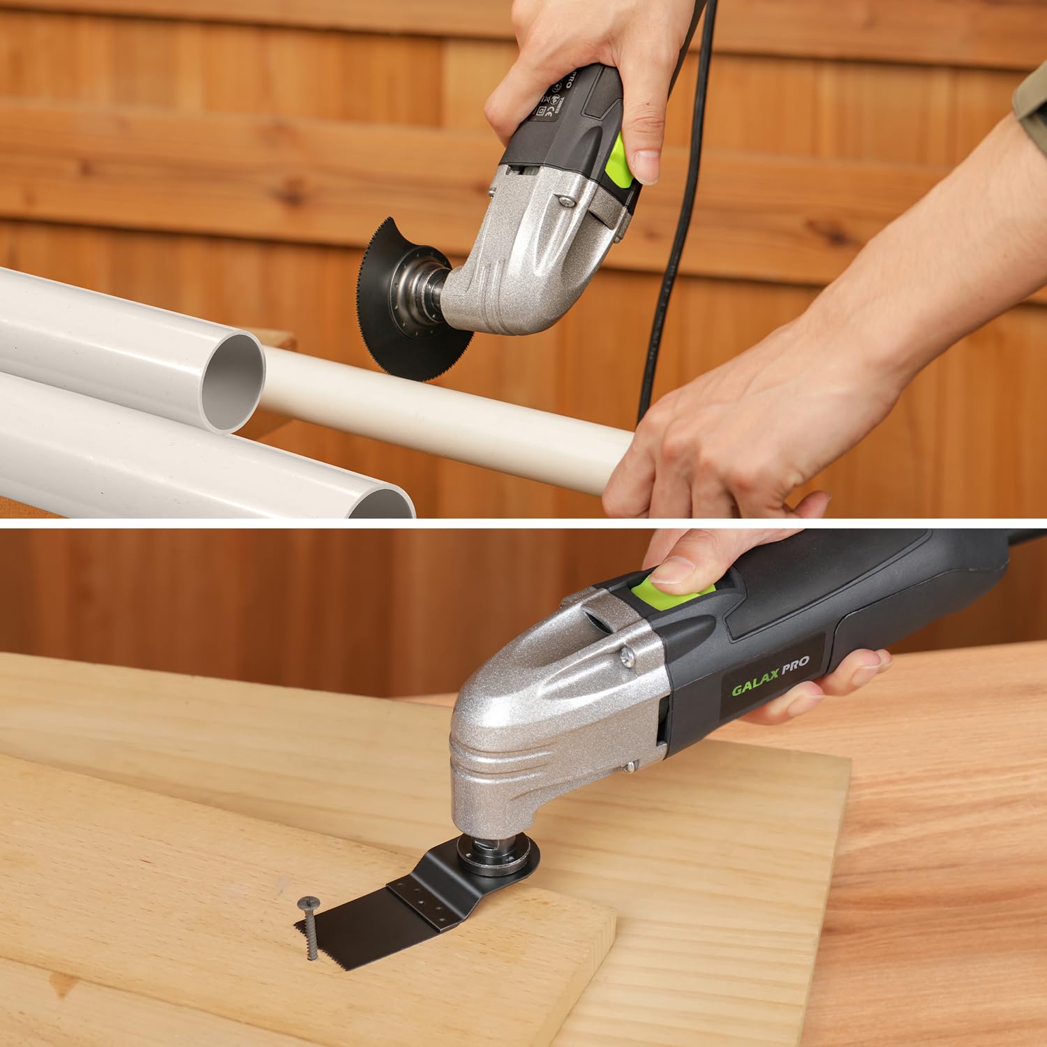 GALAX PRO 180W Oscillating Multi Tool, 22000 OPM 3 Degree Oscillating Angle with 3 Pieces Saw Blades 1pcs Semi Circle Blade Sanding Plate 6pcs Sanding
