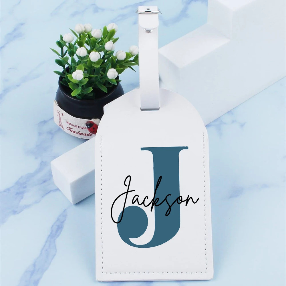 Personalised Initial with Name Leather Luggage Tag Suitcase Identifier Label Baggage Boarding Travel Accessorie Gift for His 250615