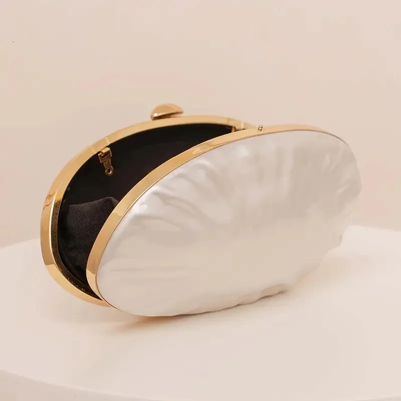 Luxury Shell Clutch Bag Acrylic Pearl White Frame Purse Women Wedding Wallet Female Evening Party Cute Ivory Lady Pro Handbag 250614