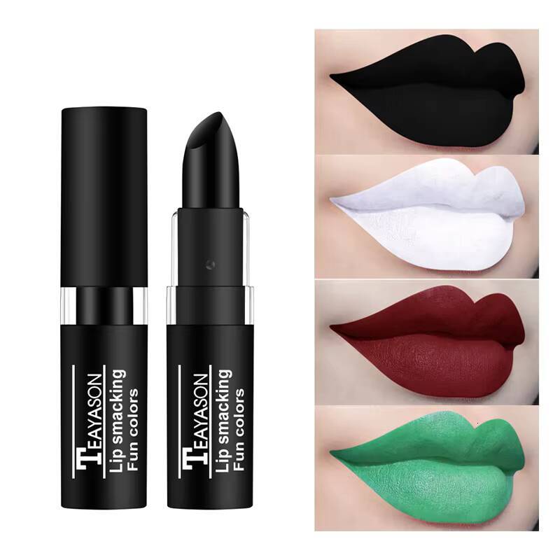 Matte Nude Lipsticks 12 Colors Waterproof Long Lasting Non-stick Cup Lip Glaze Sexy Vampire Red Black Lipstick Pigment Cosmetics happy