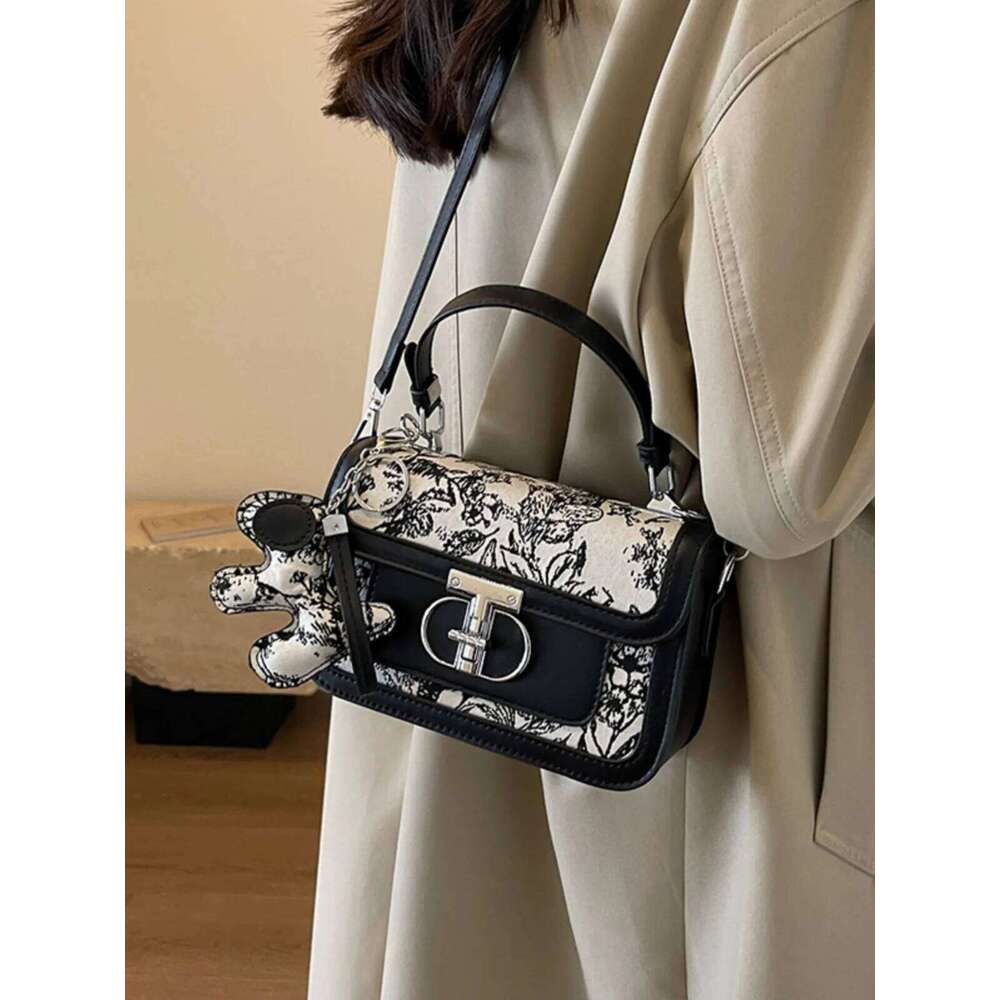 Popular Square Crossbody For Women 2023 New Designer Brand Flower Handbag Black Tote Fashion Shoulder Bag