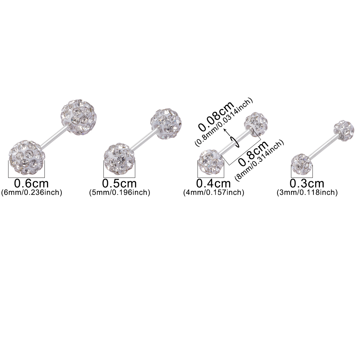 Wholesale of Stainless Steel Shambhala Diamond Ball Earrings, Body Piercing Accessories
