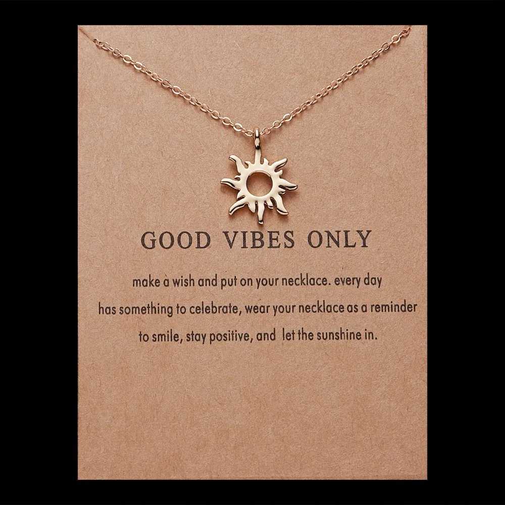 Rinhoo Fashion Sun Necklaces Pendants Gold Color Alloy Pendant Necklace Card Jewelry For Women Girl Jewelry Birthday Gift W250616