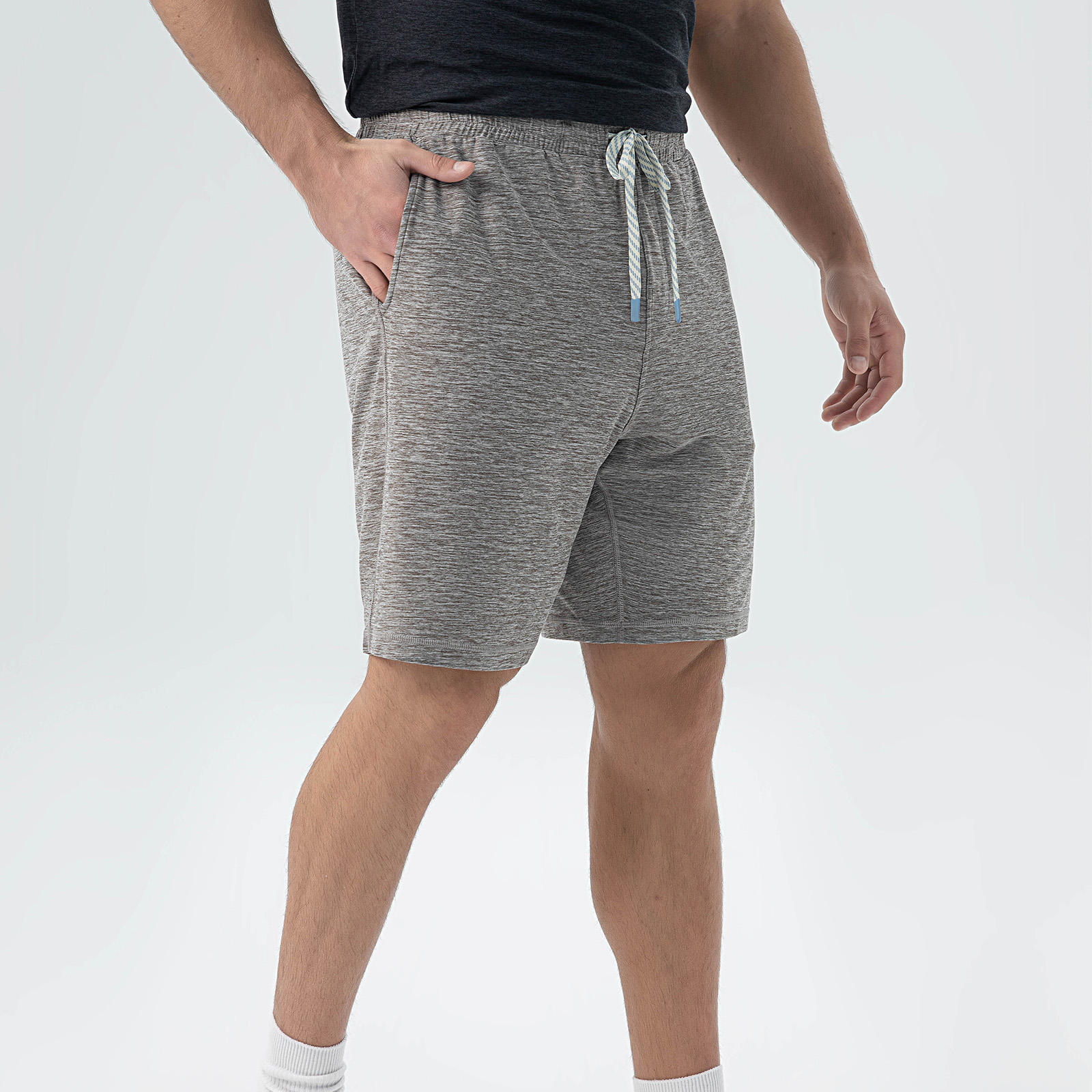 Men's Mid-Length Pants in Heather Grey Linen Blend - Casual Cool for Warm-Weather Style