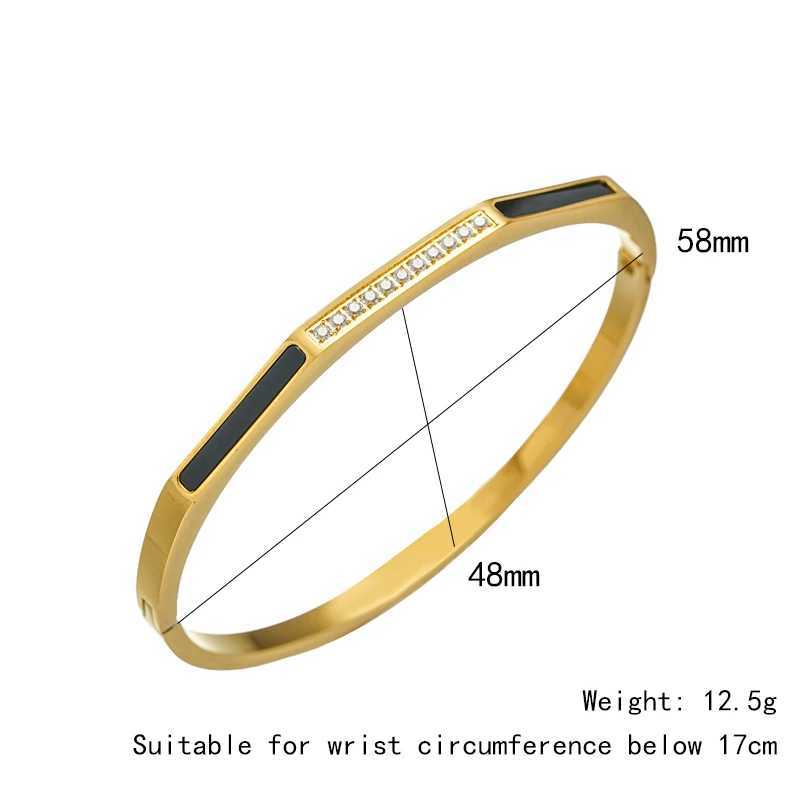 FYSARA Simple Geometry Style High Quality Stainless Steel Zircon Colorful Shell Bangle for Women Party Jewelry Gifts Z250616