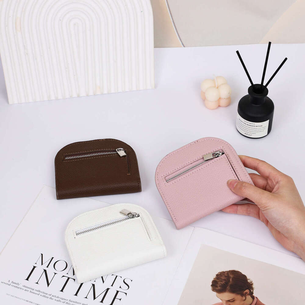 Solid Color Ultra-thin Semi-circle Short Women's Wallet High-end Feel Money Clip Student Mini Coin Purse