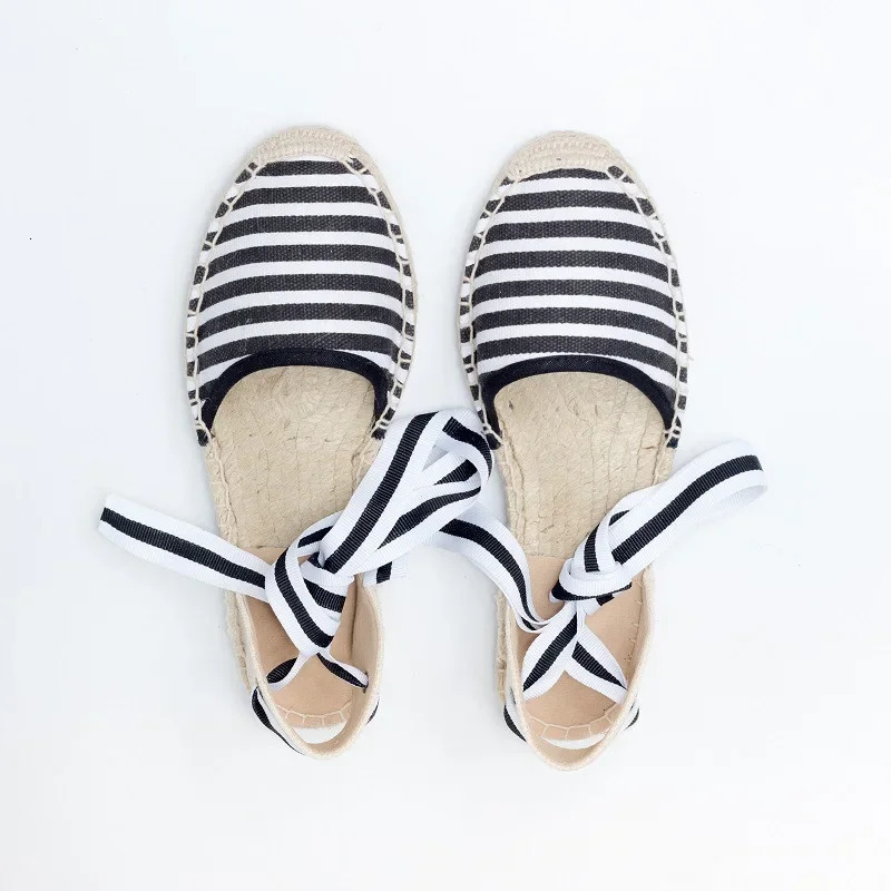 2025 Hemp Rope Bottom Ladies Sandals Flat Shoes Women Strappy Fisherman Sandals Women Spring and Summer Lace Students 250613