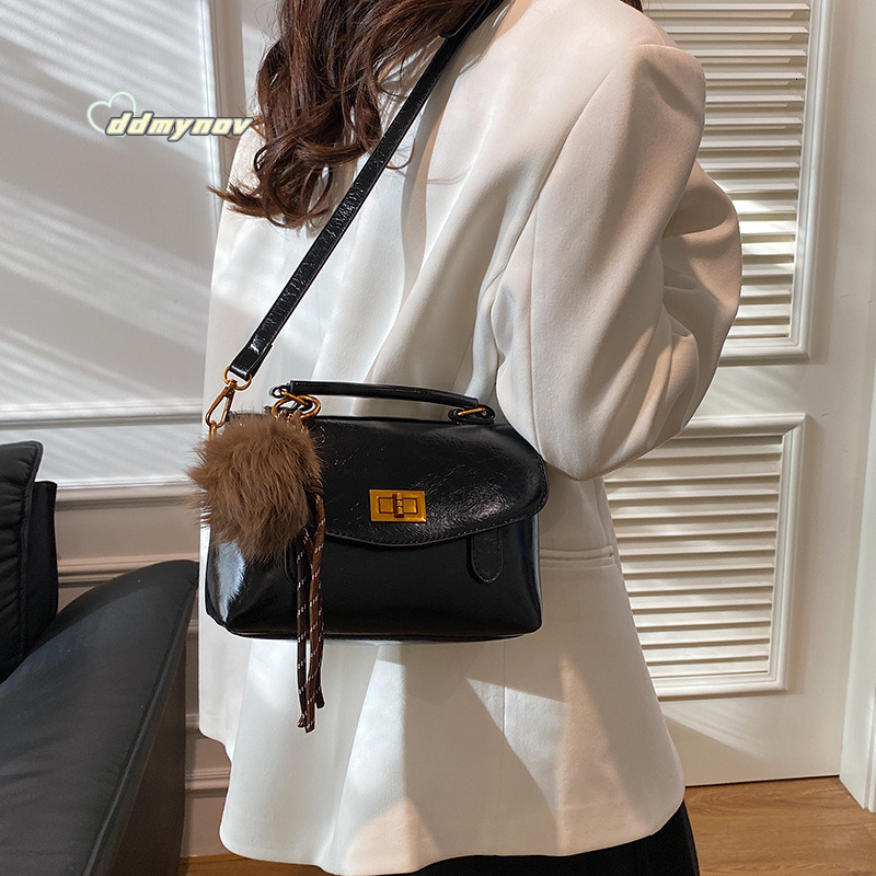Textured Oil Wax Leather Tote Simple Versatile High-end Shoulder Bag Light Luxury Handbag ddmynov ddmynov