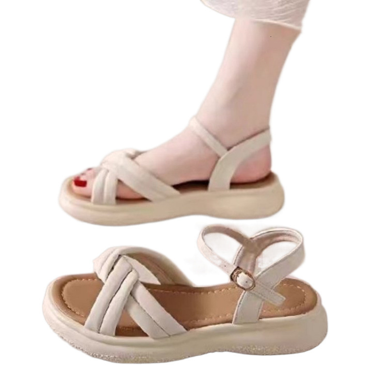 Women's genuine leather sandals for outdoor wear, summer fairy style shoes, designer sandals, casual soft soled fashionable women's sandals