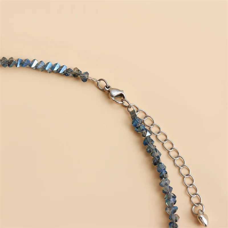 Transparent Crystal Irregular Beaded Choker Necklace for Women Korean Collarbone Chain on the Neck Jewelry W250616