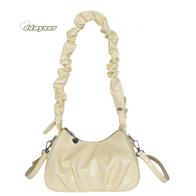 Korean Style Niche Design Pleated Handbag Underarm for Women 2025 Summer New Single Shoulder Crossbody Dumpling Bag ddmynov ddmynov