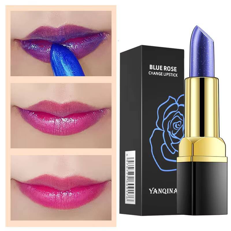 Temperature Color Change Shimmer Lipstick Blue Changed Into Pink Stain Gloss Moisturizing Lip Balm Tint Makeup happy