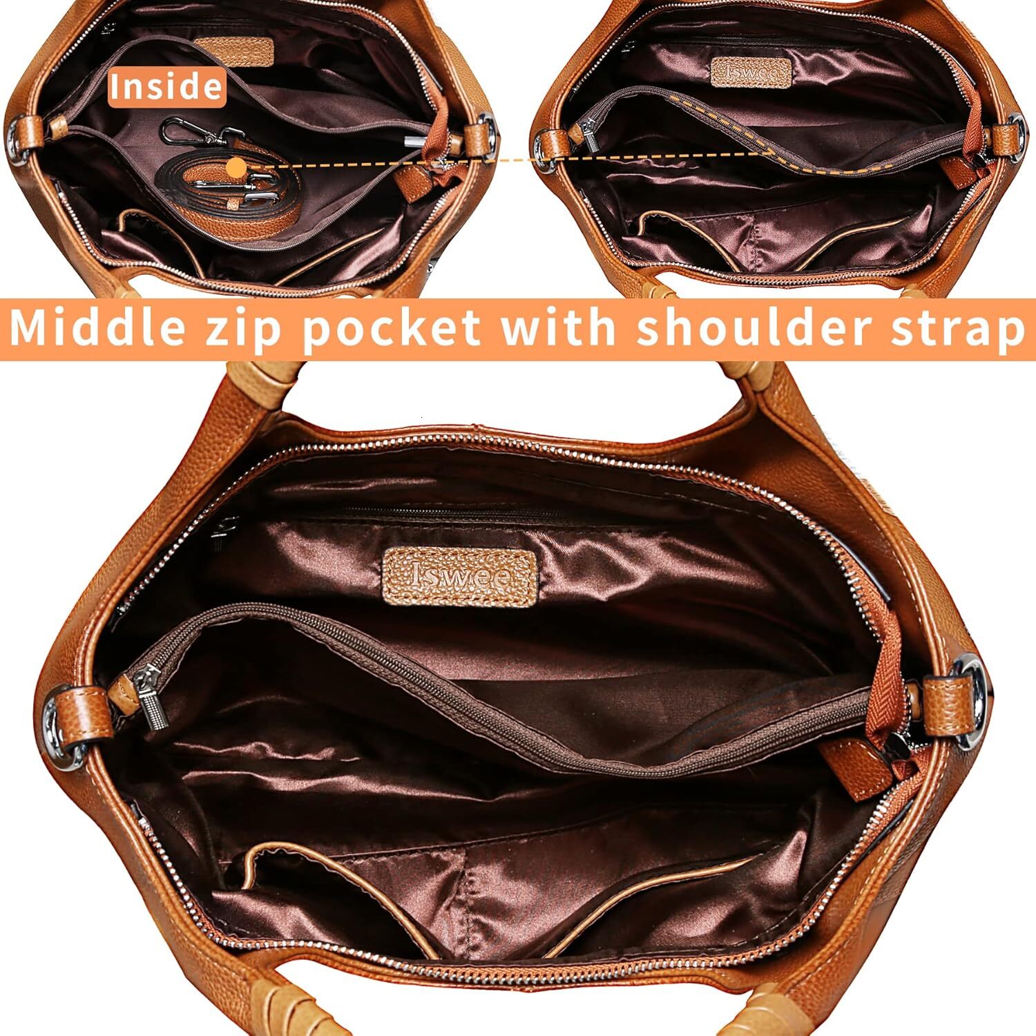 Genuine Leather Shoulder Bags Purses and Handbags for Women Satchel Designer Cross Body Hobo Medium Size Tote