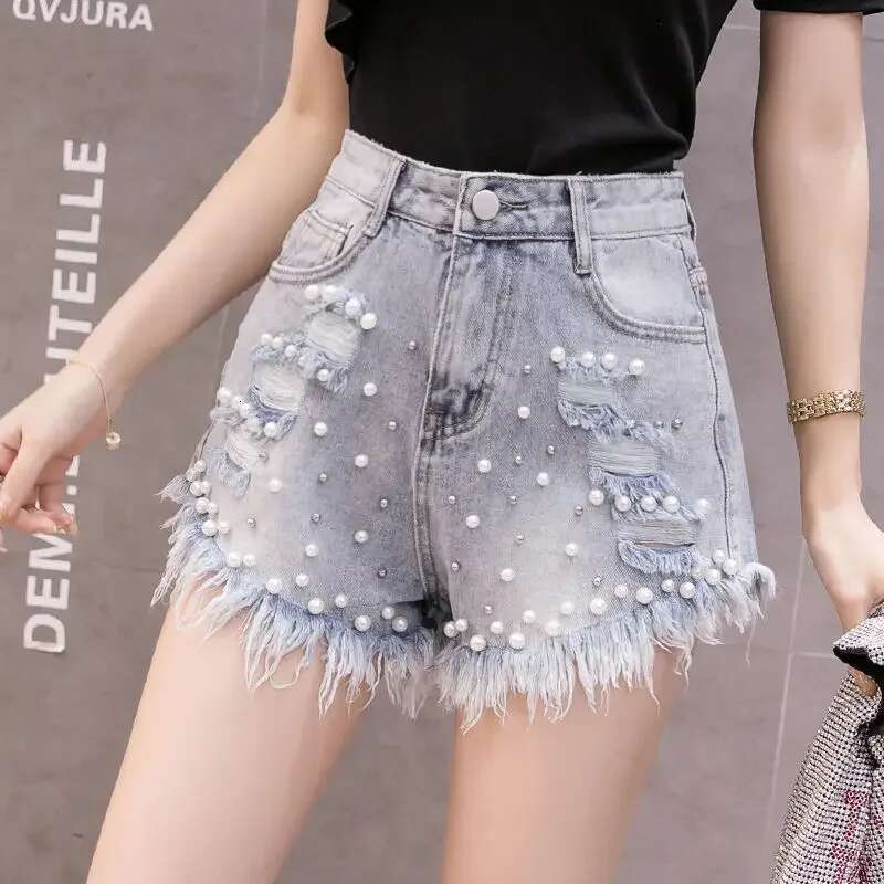 Wide Short Jean Pants Woman Summer Ripped Denim Shorts for Women Elegant Korean Style Harajuku Fashion Outdoor To Wear Jorts Hot
