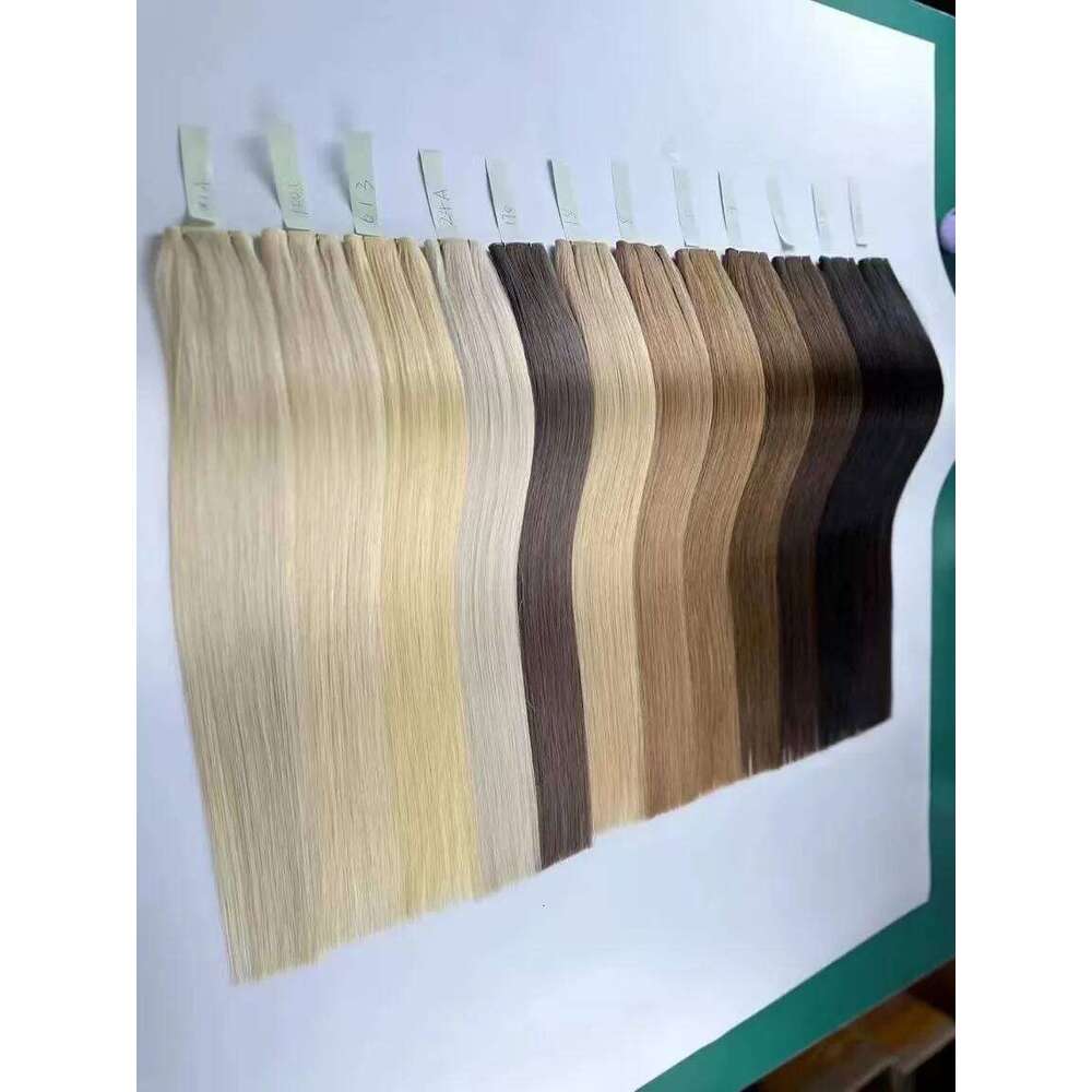 Bundles Ombre Blonde Human Extensions 14"-26" Straight Remy Skin Double Weft Russian Hair