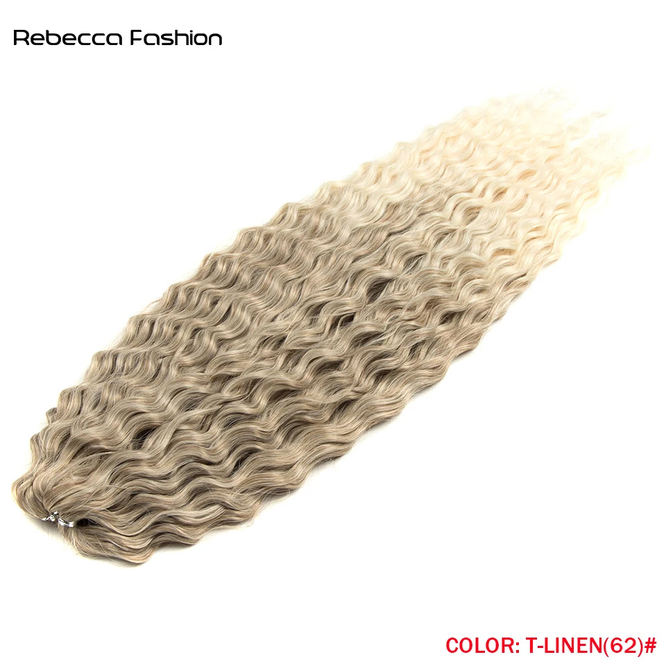 Rebecca Fashion Ariel Curl Water Twist Crochet Synthetic Braid Ombre Blonde 22 Inch Deep Wave Braiding Hair Extension