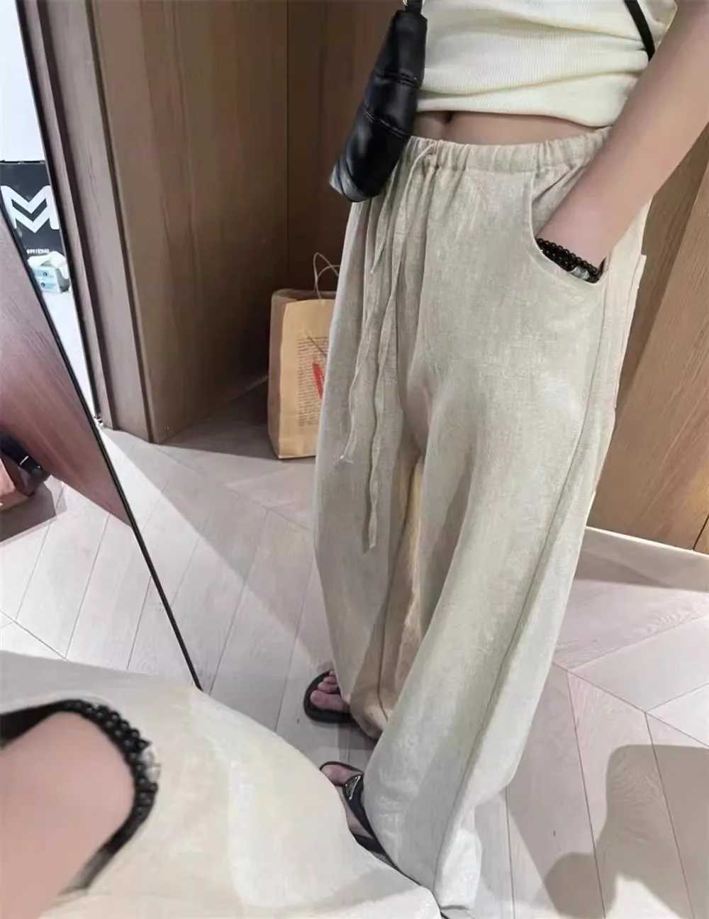 Washed Linen Wide Leg Pants Casual Cotton Linen Loose Feel Womens New Style Comfortable Loose Fit Trousers FashionableXJ250616