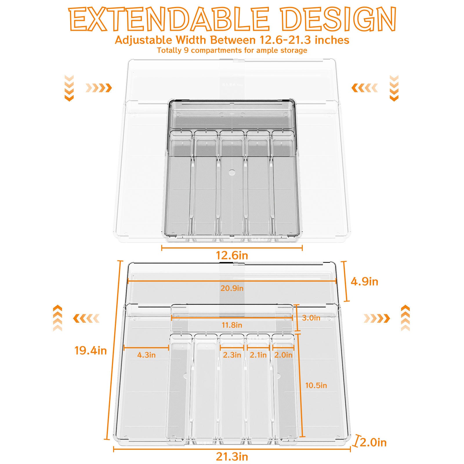 icedog Silverware Organizer for Kitchen Drawer Expandable Knives Spoons Cutlery Storage Solution Multipurpose Drawer Organizer (Fits Standard 12.6&quo