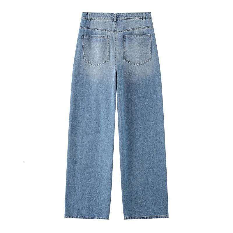 2025 Women's Blue Baggy For Women High Waist Mom Wide Leg Denim Pants Woman Jeans Summer Trousers