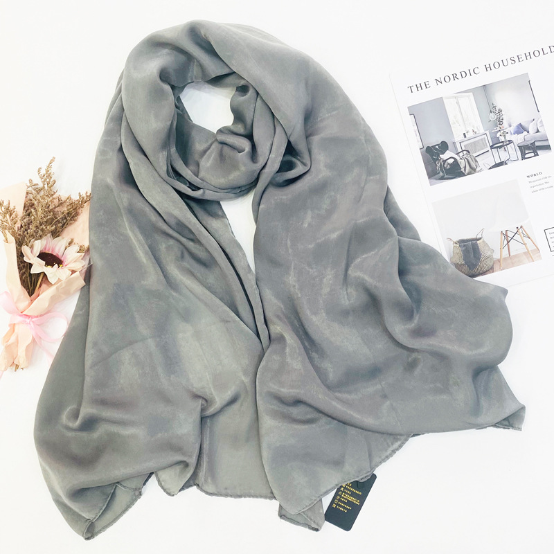 K1041 Summer sunscreen silk scarf women's solid color long ins mulberry silk high-grade silk scarf medium-length shawl spring and autumn gift