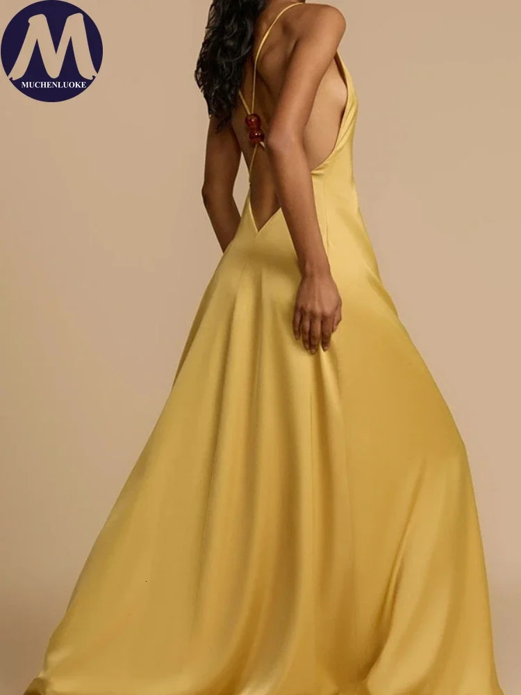 Elegant Womens Dresses Summer Sexy V Neck Sleeveless Suspender Dress Fashionable Slim Fit Backless High Waisted Dress 250611