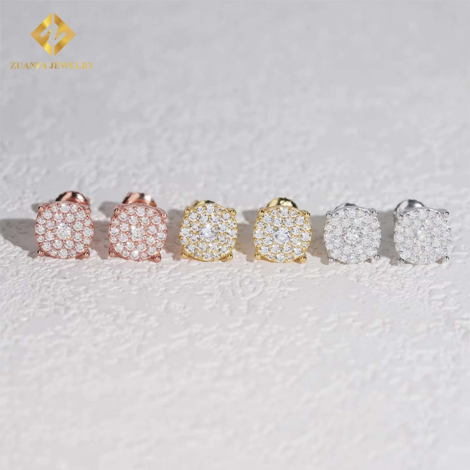 Pass Tester 18K Gold Plated Screw Back Stud Earrings 925 Silver VVS Moissanite Diamond Ear Studs Fine Hip Hop Mens Women Jewelry