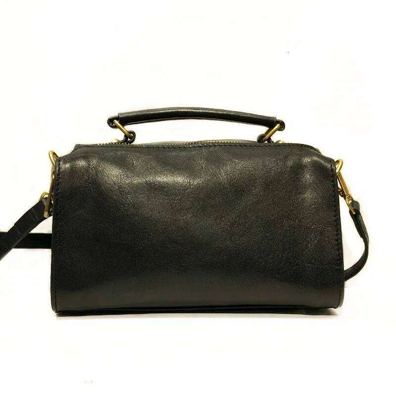 2025 Genuine Leather Handbag Women Bags 100% Cowhide Handle Shoulder Crossbody Bag Solid Color Messenger Purse For Daily Travel