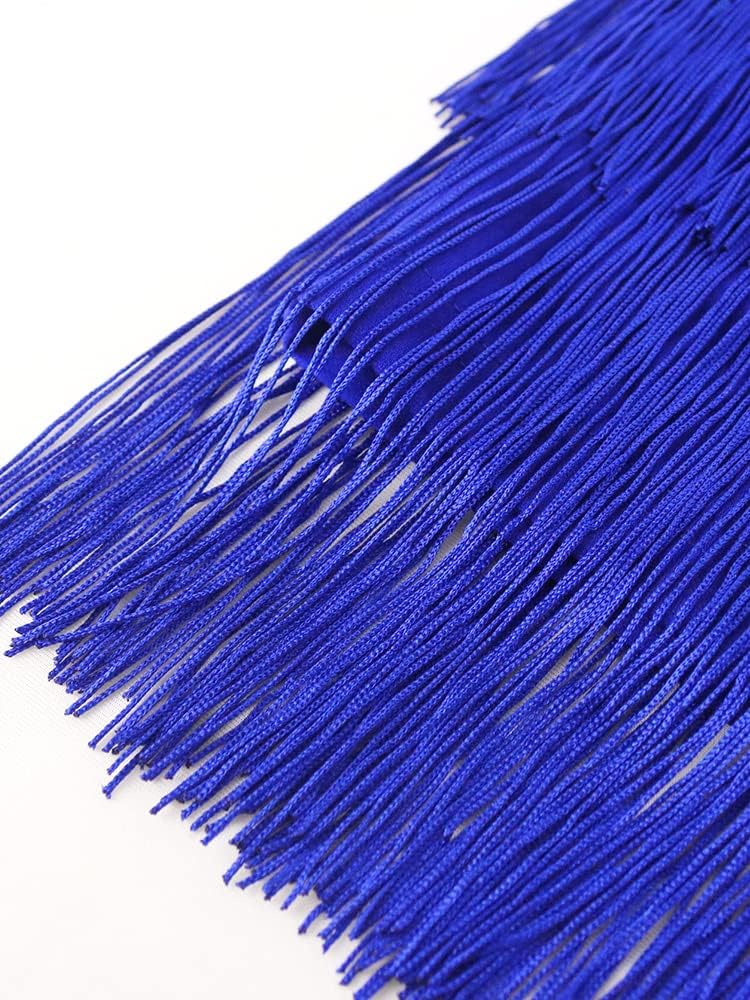 Women's High Waist Fringe Tassel Tiered Bodycon Pencil Skirts Mid Length Blue Green Fashion Party Celebrations