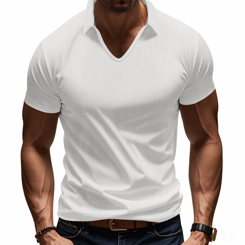 2025 Men's Polos Men's ClothingTees t shirts Heavyweight simple and casual V-neck design loose and trendy POLO shirt with short sleeves Euro