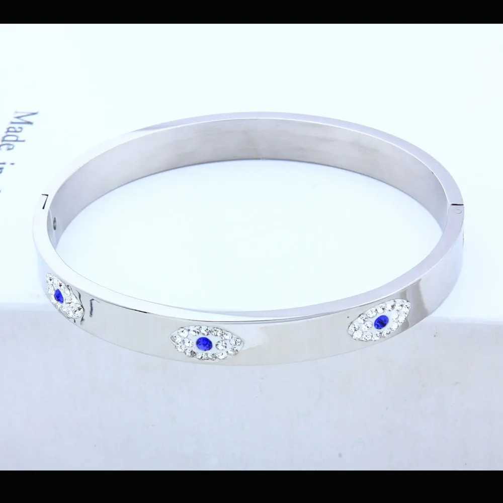 XUANHUA Stainless Steel Cuff For Women Fashion Evil Eye Bangle Luxury Crystal Indian Bangles Women Accessories Z250616
