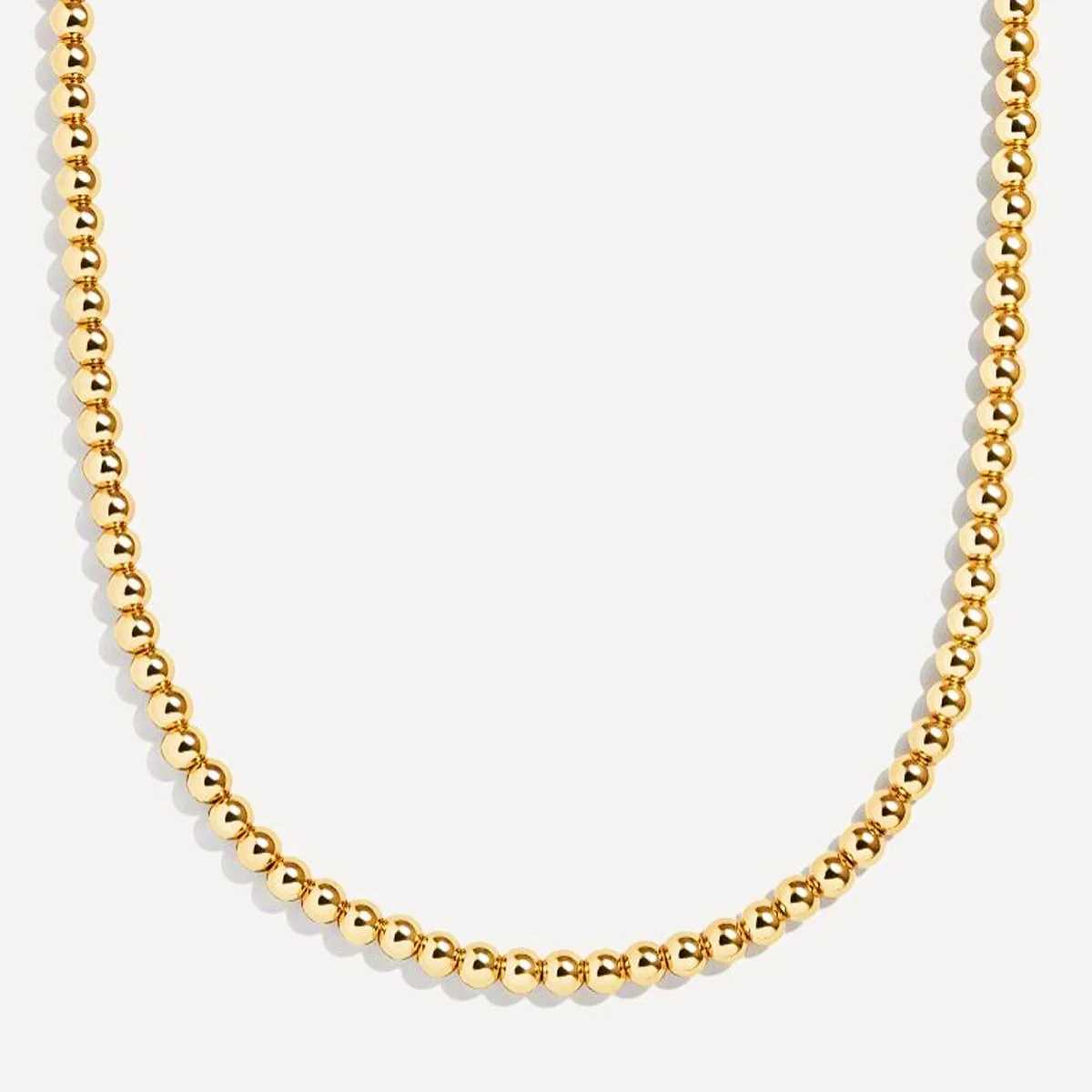 MHS.SUN Fashion Stainless Steel Gold Color Ball Beaded Pearl Necklace 4/6/8/10MM Metal Beads Adjustable Jewelry for Women Men M250616