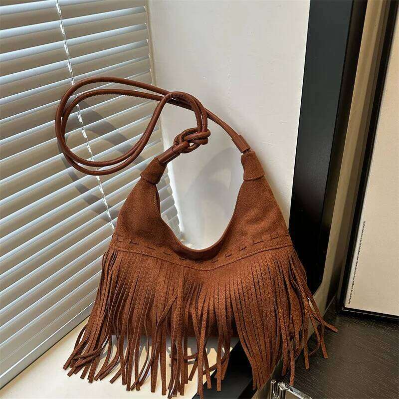 2025 Vintage Fringed Women's Crossbody Suede Slouchy Designer Bags For Women Work Shopping Travel Winter Fall Bag
