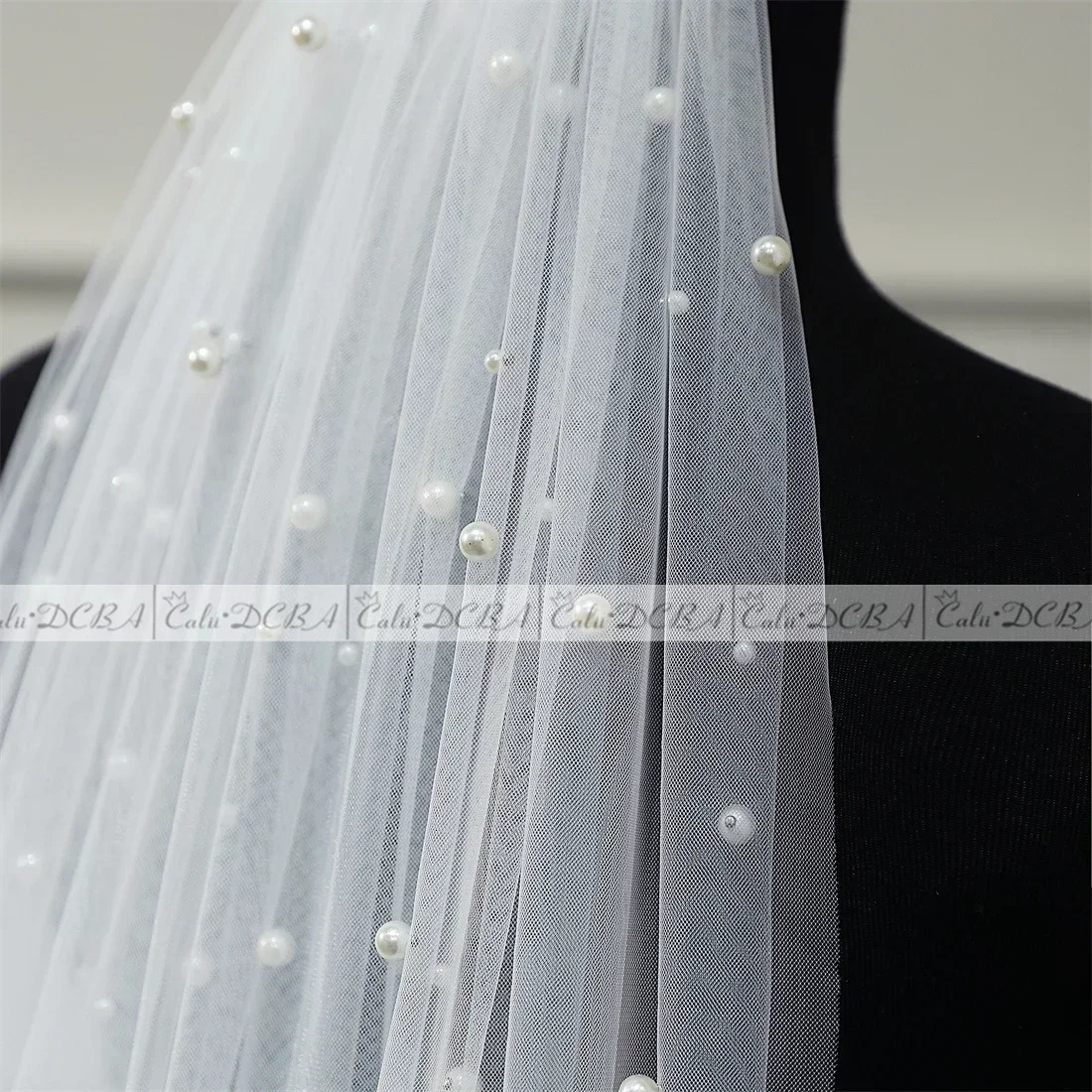 Pearls White Ivory Long Bridal Veil With Comb 1 Layer Cathedral Wedding Veil with Pearls Velos de Noiva Crystal Beads 75-300cm 250610