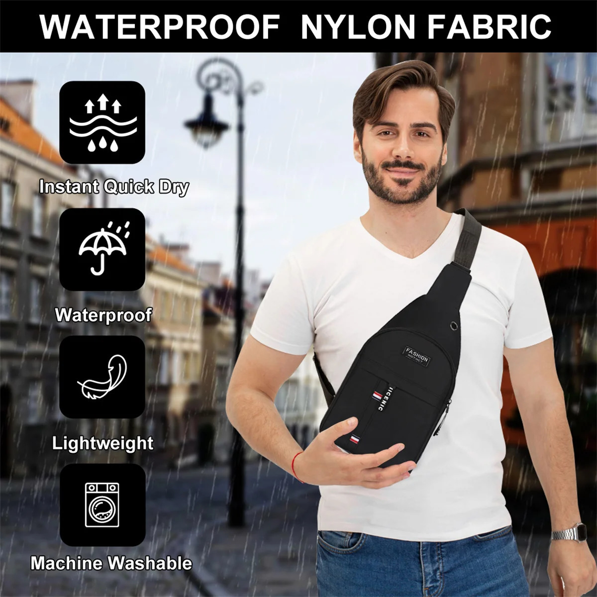 Sling AntiTheft Crossbody Bag Chest Lightweight Personal Pocket Shoulder for Travel Hiking 250615