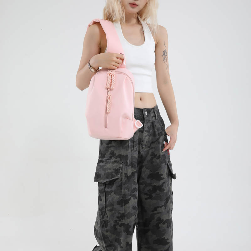 2025 new large capacity women's Korean style niche solid color chest bag with nylon designer fashion crossbody bag multifunctional shoulder bag
