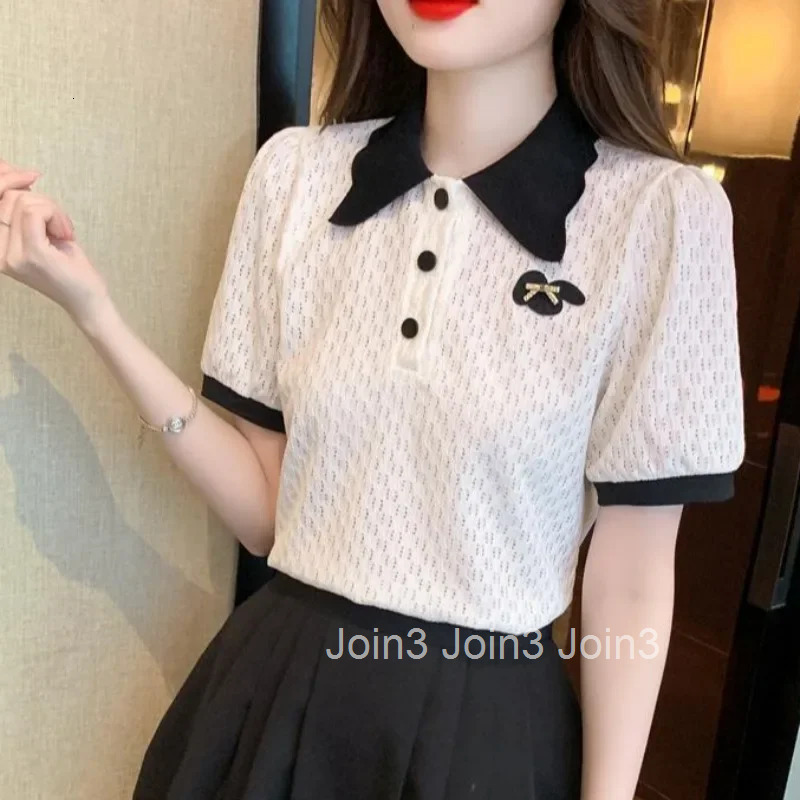 Slim Female Tee Womens Polo Shirts Summer Outfit High Quality Korean Popular Clothes Clothing Trend 2025 Pretty Sales T-shirts
