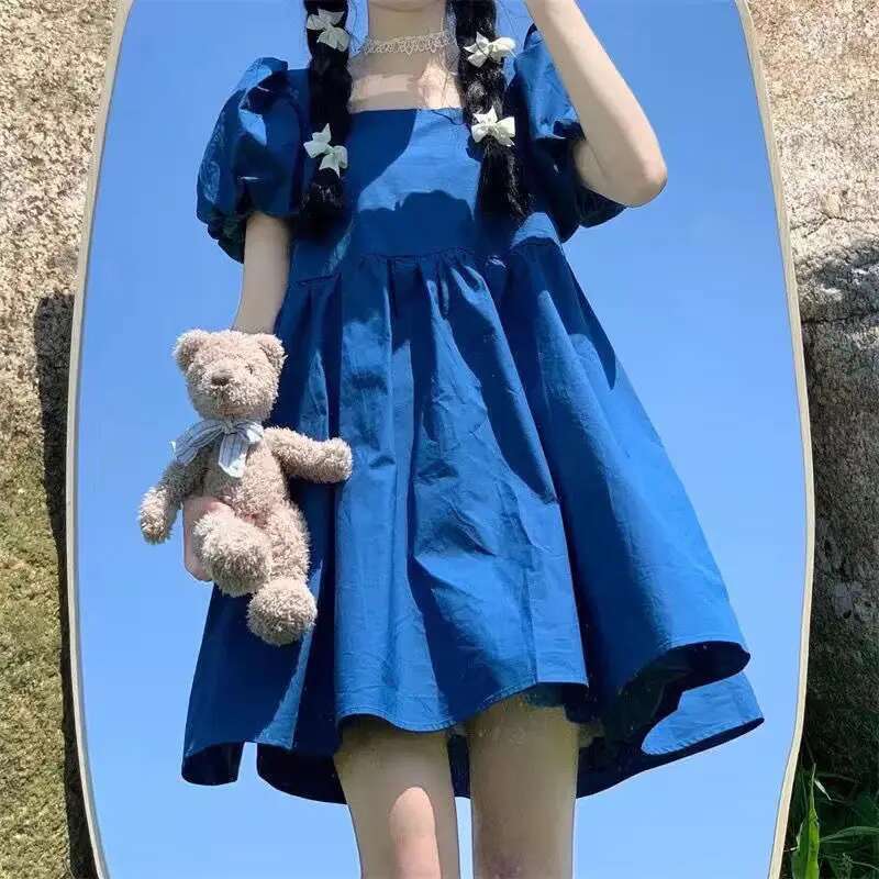 Dresses for Women 2025 Kawaii Clothes Purple Woman Dress Birthday Cute Fairy Midi Cotton New Features of Aesthetic In One-piece