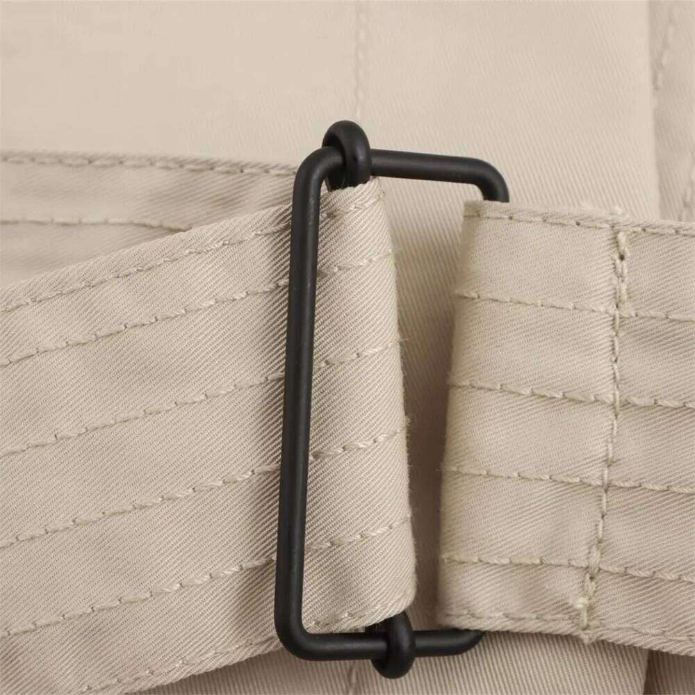 2025 Autumn New Product Women's Fashion Casual Small Collar With Belt Medium Length Windbreaker Coat