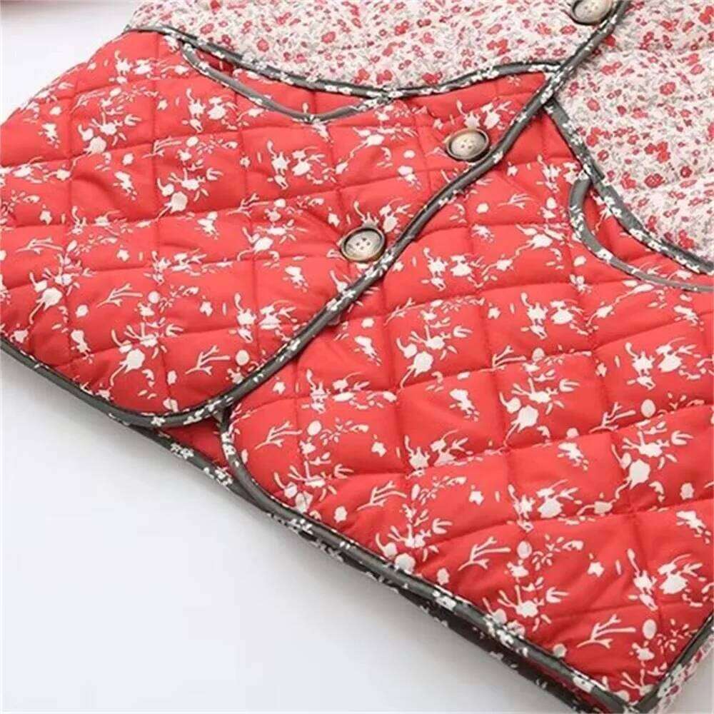 2024 Autumn New Product Women's Temperament Slimming Patchwork Printed Collar Long Sleeve Floral Cotton Jacket