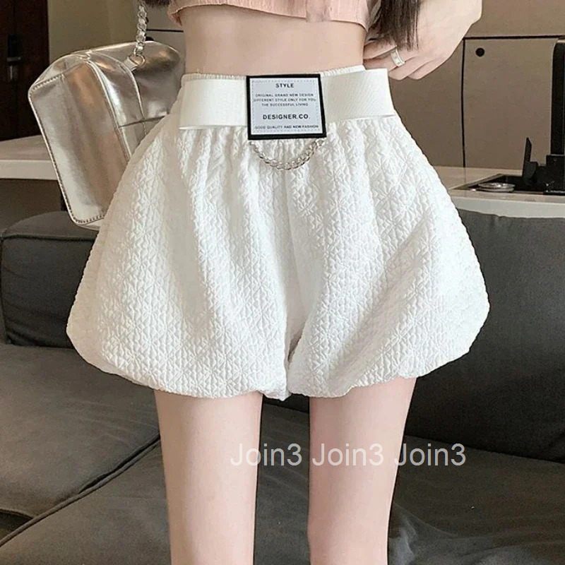 Breathable Woman Short Pants Cotton Chain Black High Waist Fashion Clothing 2025 Flowy Normal Classic Harajuku Shorts for Women